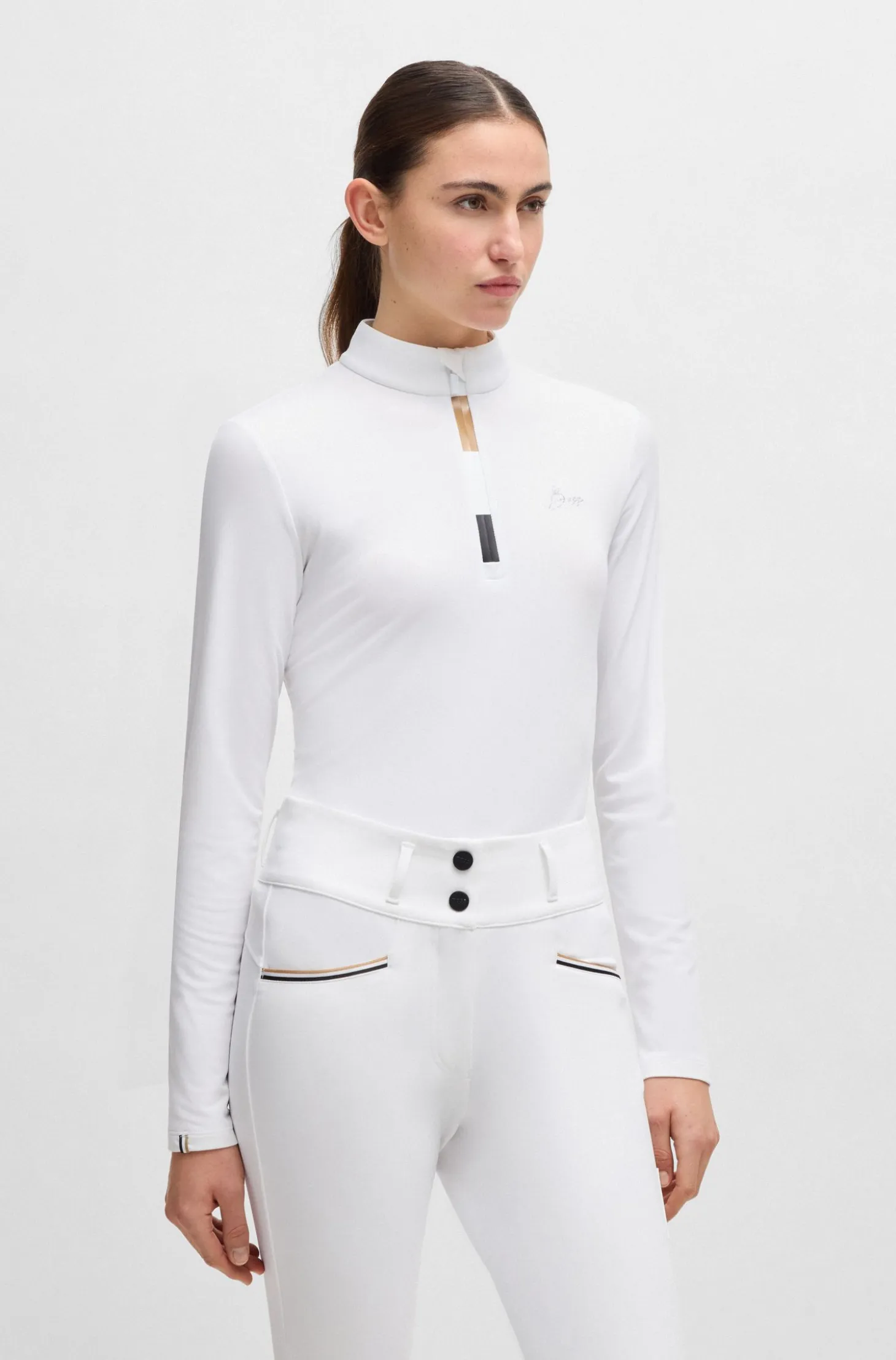 Equestrian slim-fit training shirt in super-stretch fabric