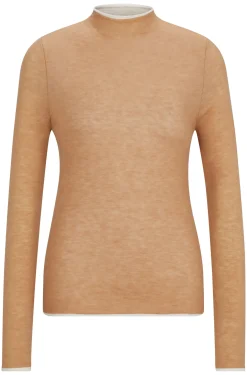 Equestrian soft-knit sweater with two-tone effect