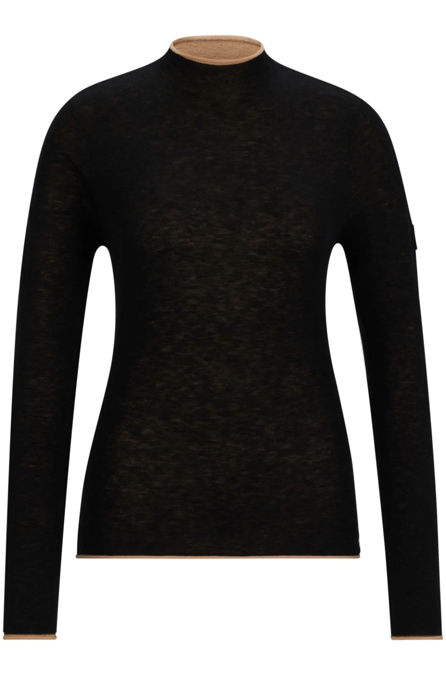 Equestrian soft-knit sweater with two-tone effect