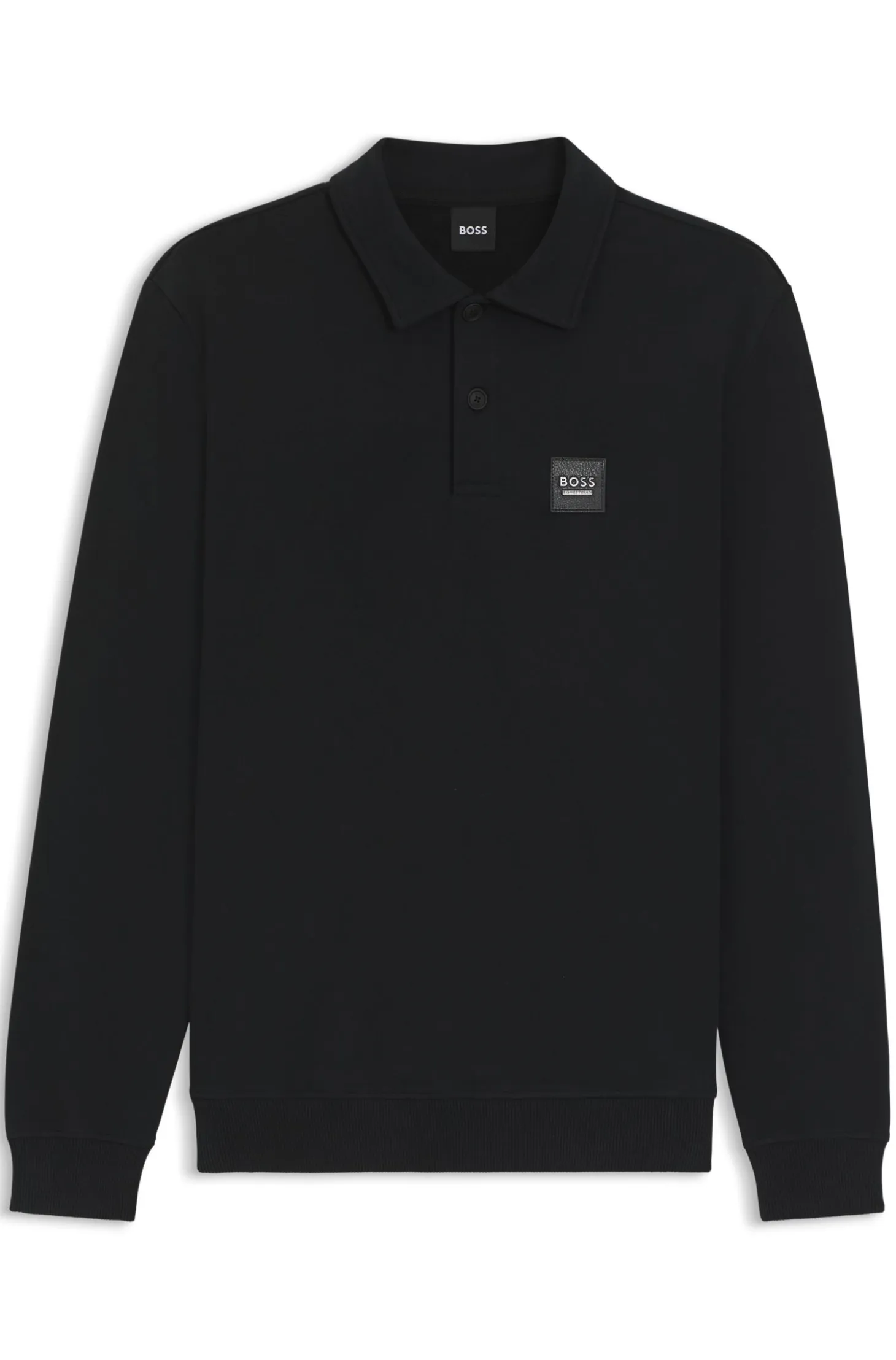 Equestrian stretch-cotton knit polo with logo patch