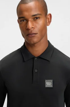Equestrian stretch-cotton knit polo with logo patch