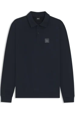 Equestrian stretch-cotton knit polo with logo patch