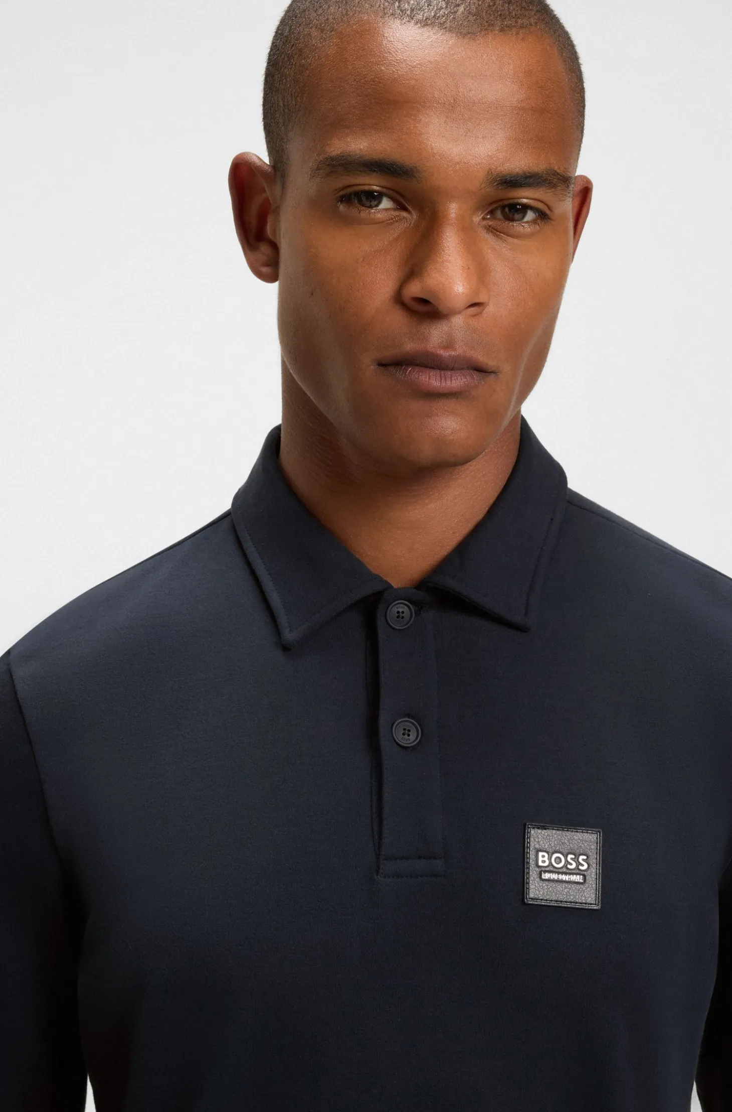 Equestrian stretch-cotton knit polo with logo patch