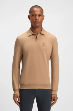 Equestrian stretch-cotton knit polo with logo patch