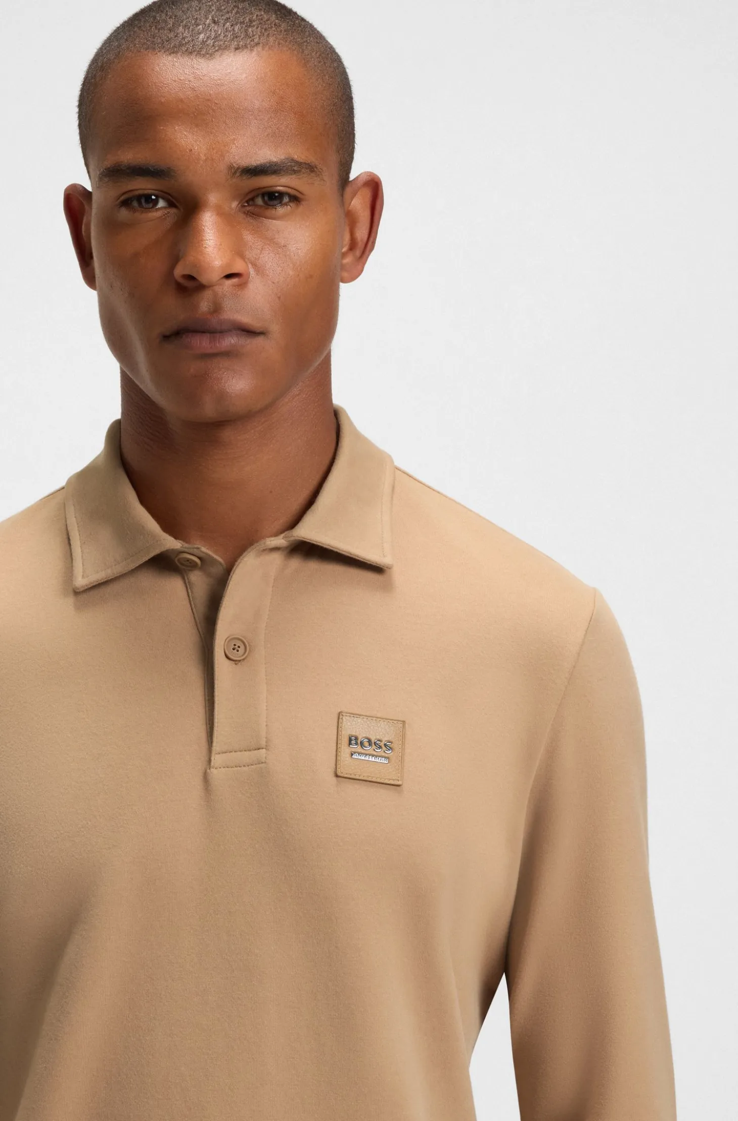 Equestrian stretch-cotton knit polo with logo patch