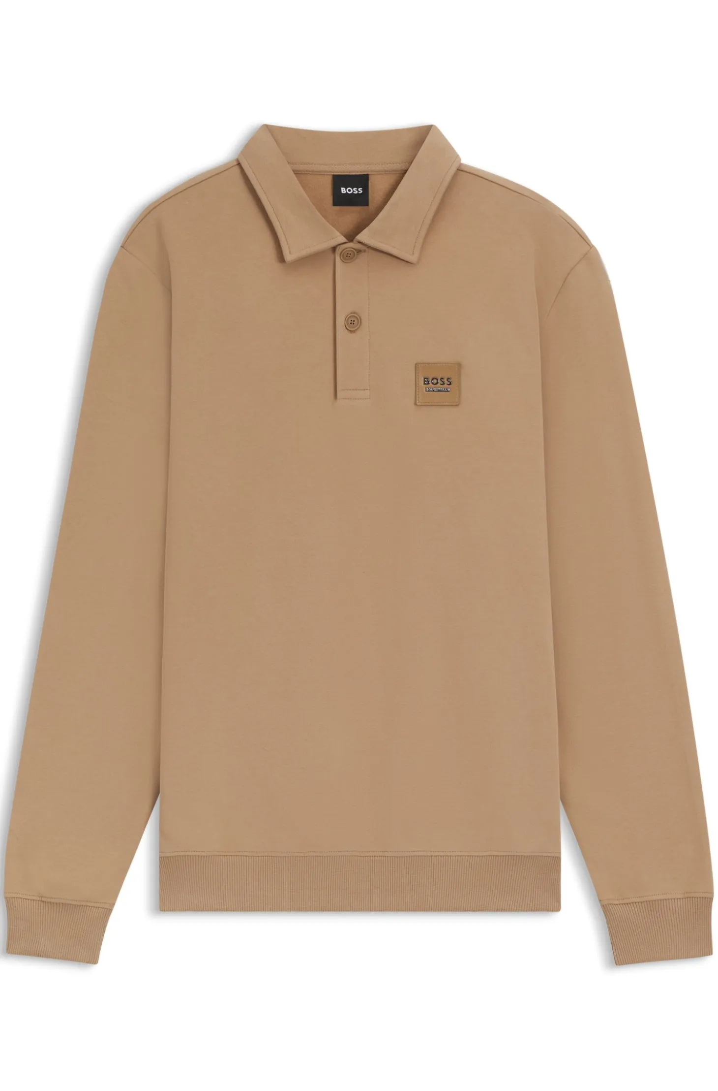 Equestrian stretch-cotton knit polo with logo patch