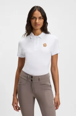 Equestrian stretch-cotton polo shirt with Double B monogram
