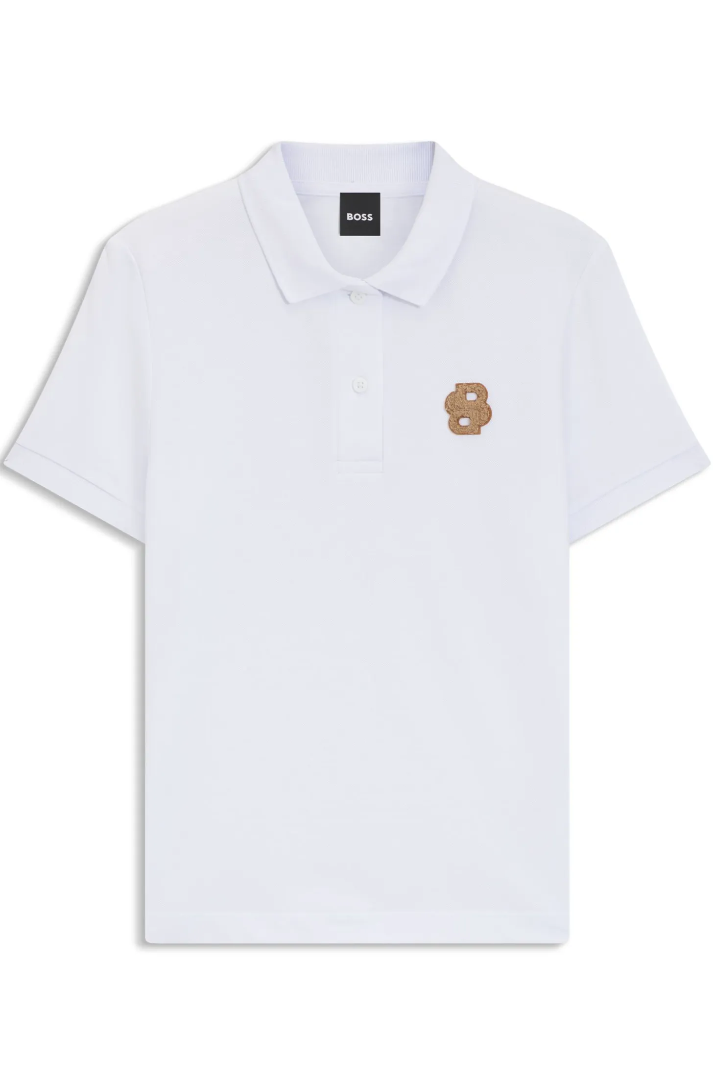 Equestrian stretch-cotton polo shirt with Double B monogram