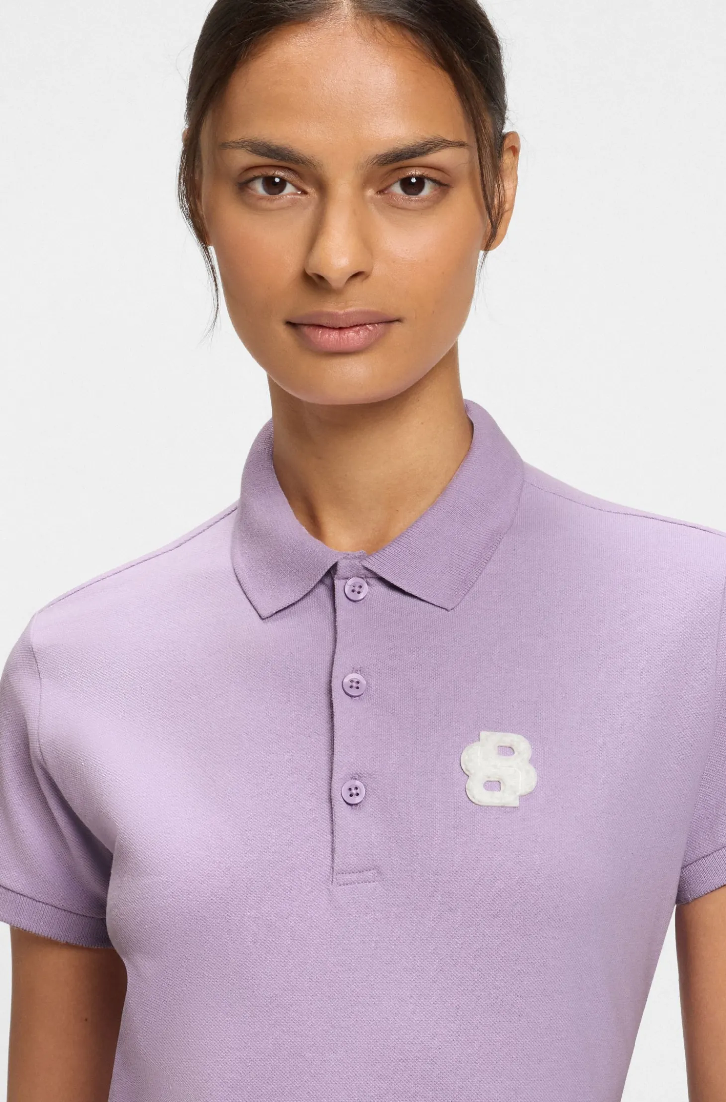 Equestrian stretch-cotton polo shirt with Double B monogram