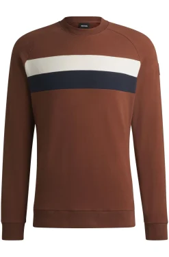 Equestrian stretch-cotton sweatshirt with block stripes