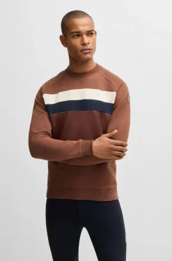 Equestrian stretch-cotton sweatshirt with block stripes