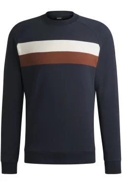 Equestrian stretch-cotton sweatshirt with block stripes