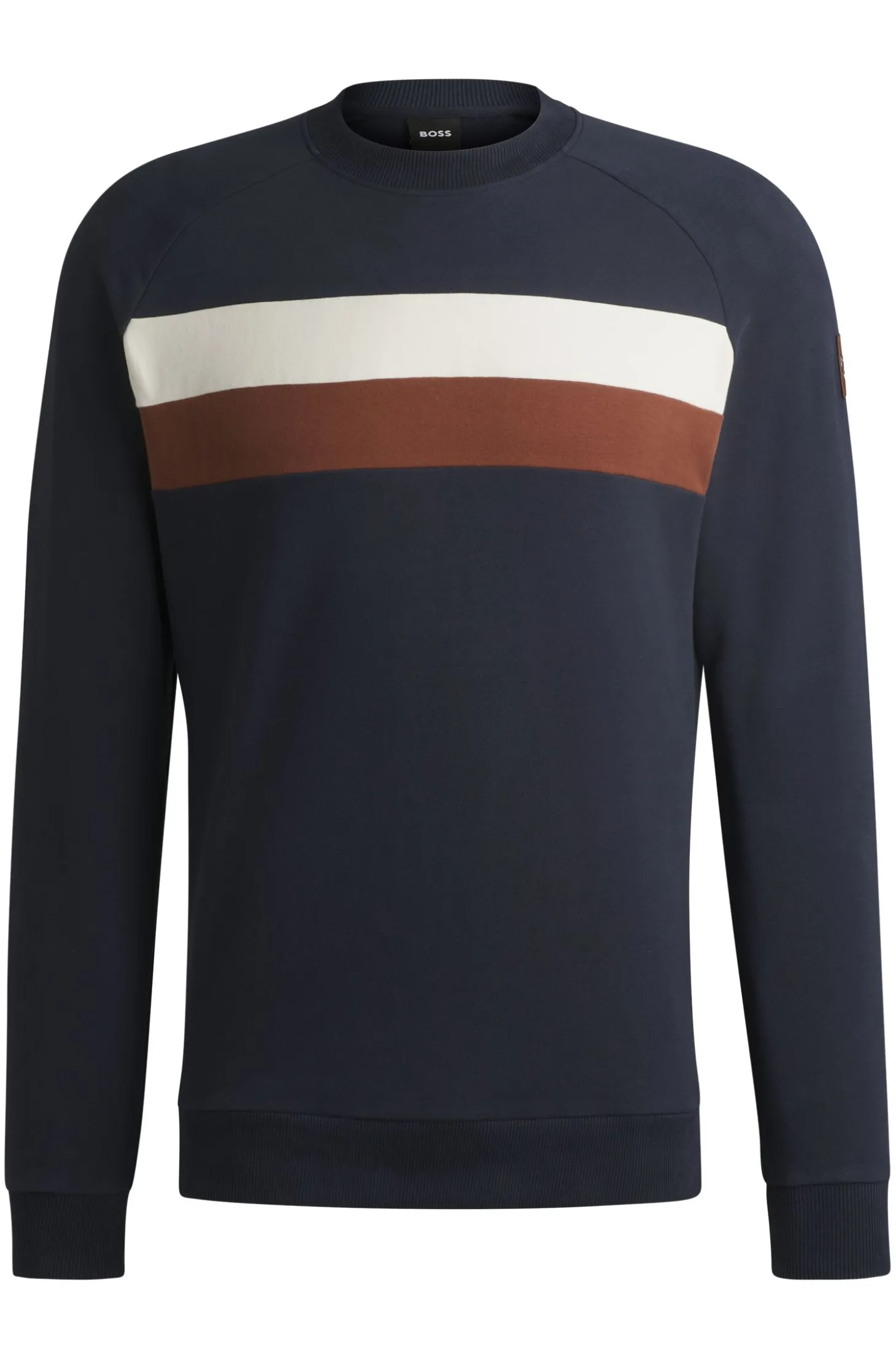 Equestrian stretch-cotton sweatshirt with block stripes