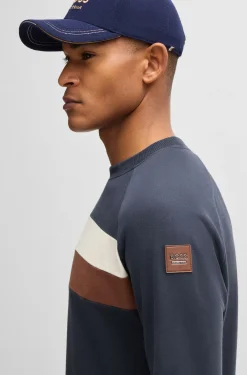 Equestrian stretch-cotton sweatshirt with block stripes