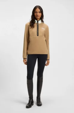 Equestrian stretch-cotton sweatshirt with quarter zip