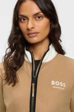 Equestrian stretch-cotton sweatshirt with quarter zip