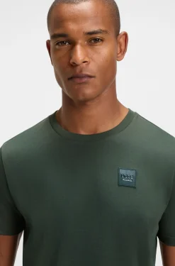 Equestrian stretch-cotton T-shirt with logo patch