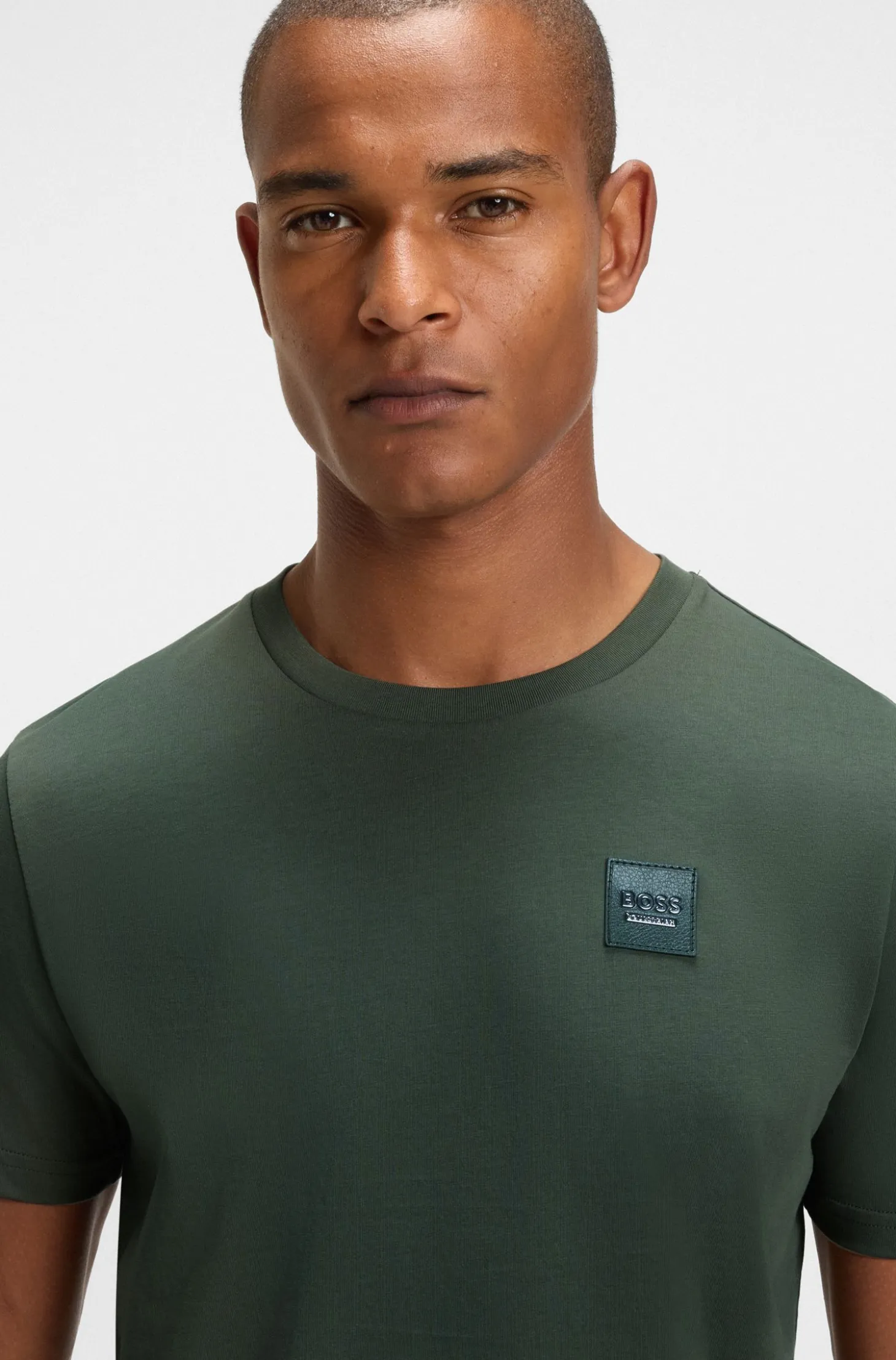 Equestrian stretch-cotton T-shirt with logo patch