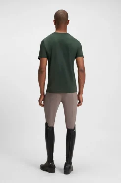 Equestrian stretch-cotton T-shirt with logo patch