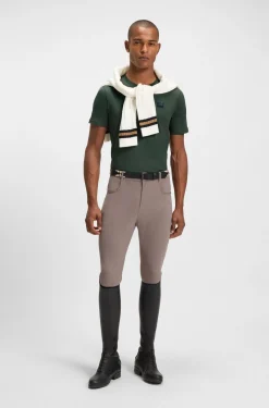 Equestrian stretch-cotton T-shirt with logo patch