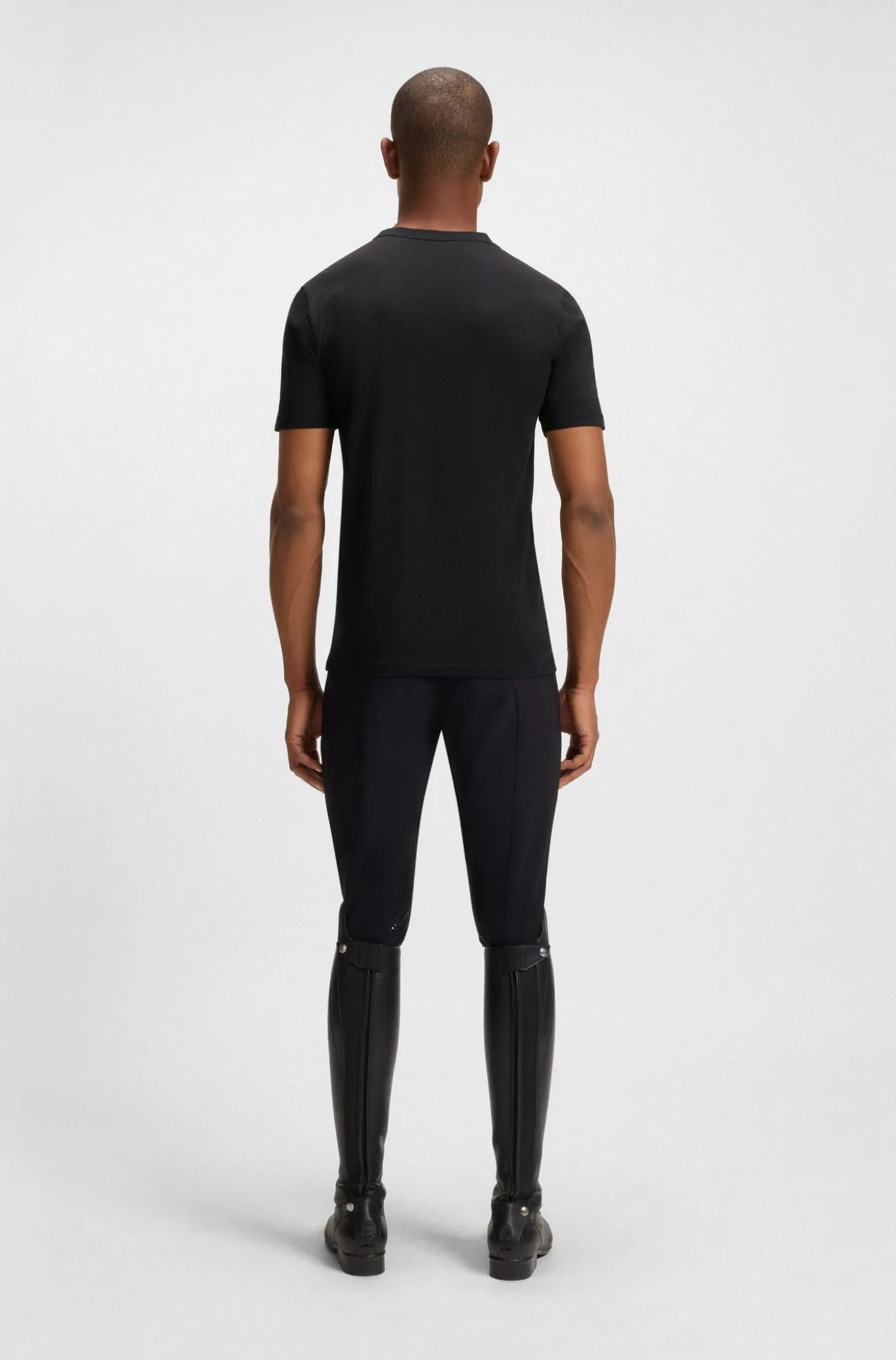 Equestrian stretch-cotton T-shirt with logo patch