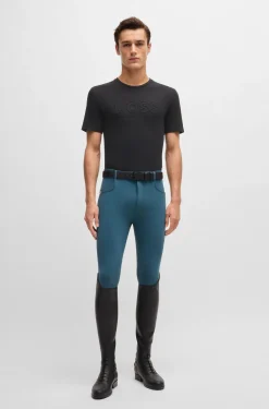 Equestrian stretch-cotton T-shirt with logo embroidery