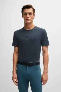 Equestrian stretch-cotton T-shirt with logo embroidery