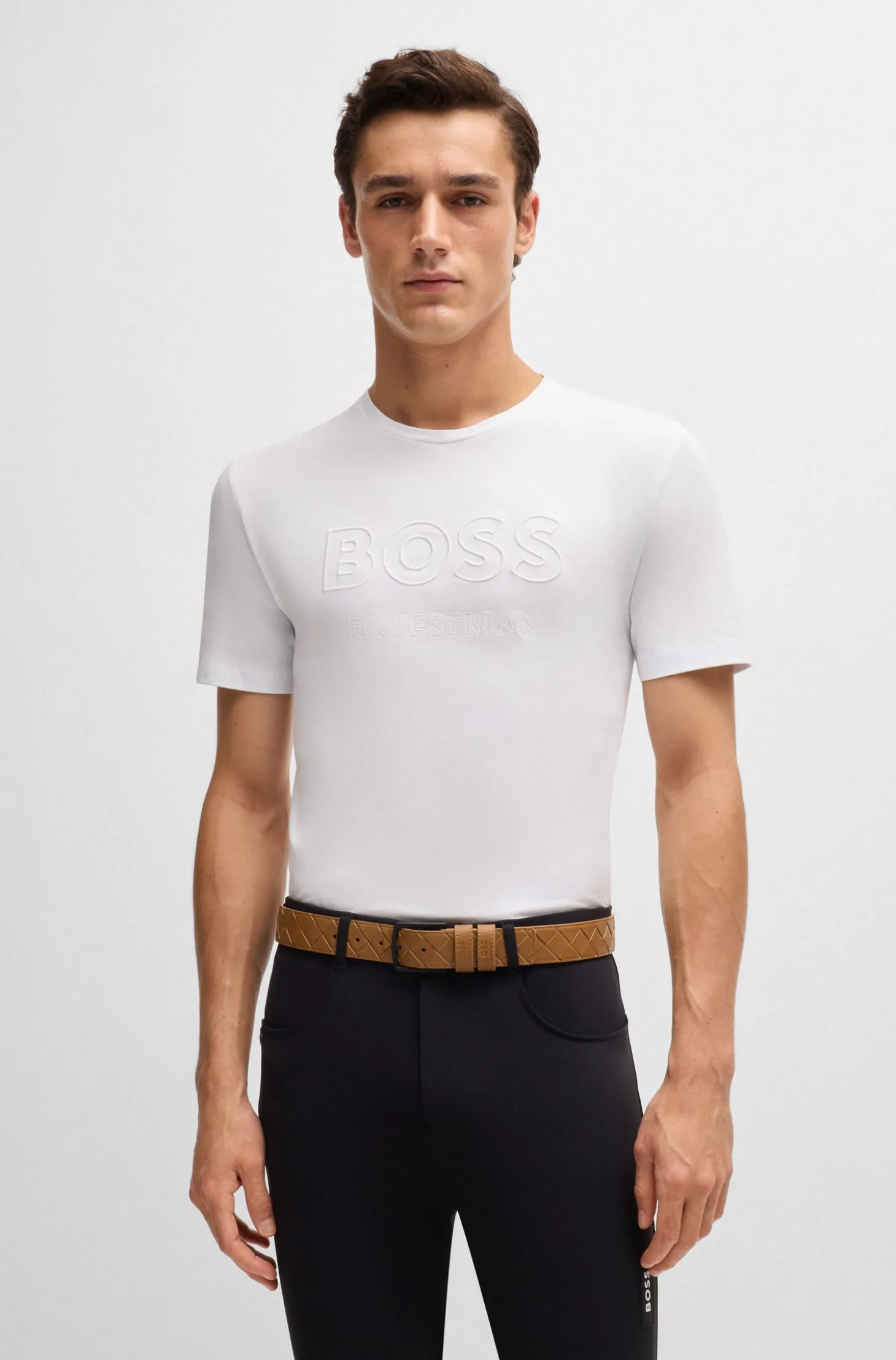 Equestrian stretch-cotton T-shirt with logo embroidery