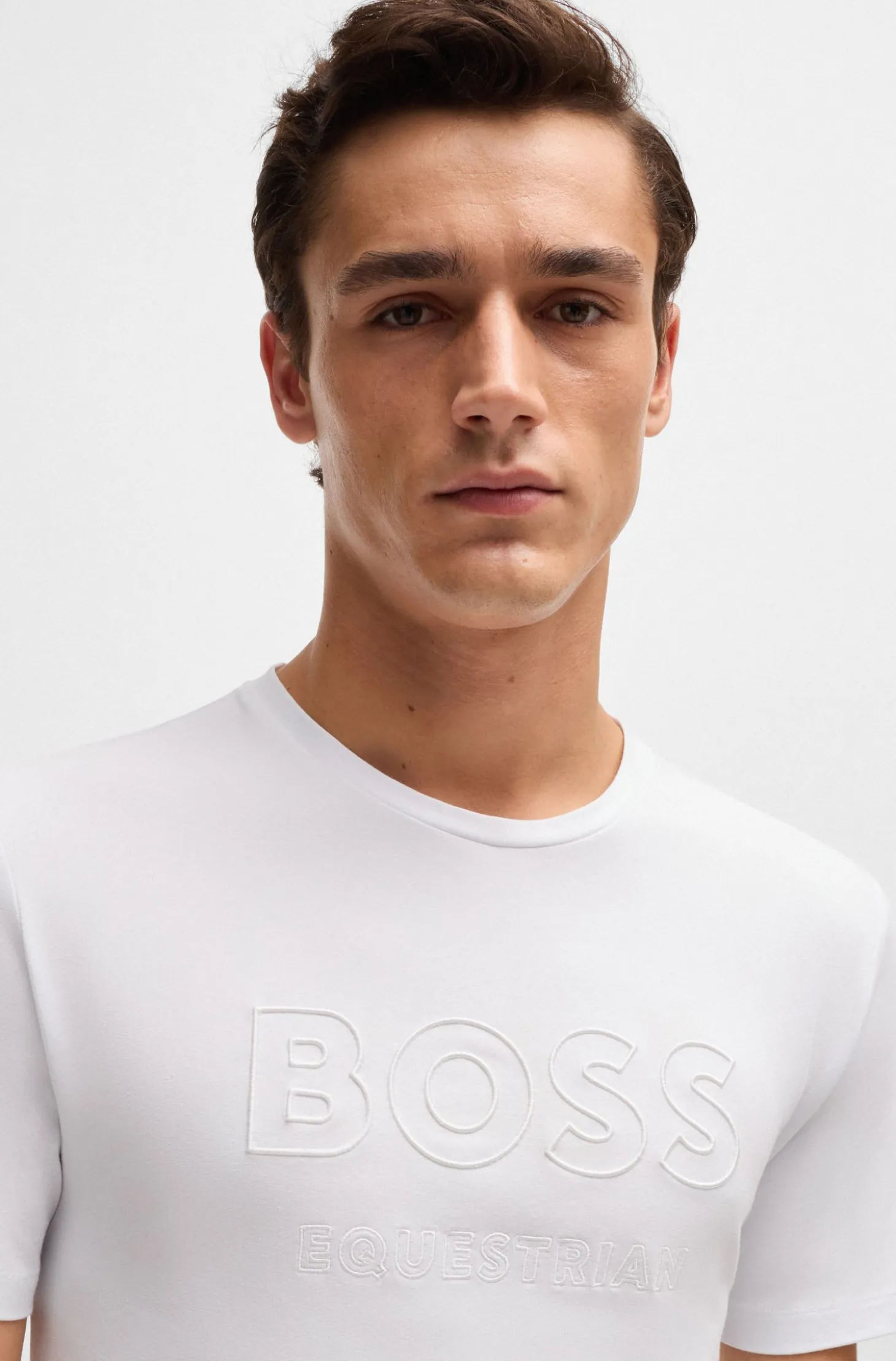 Equestrian stretch-cotton T-shirt with logo embroidery