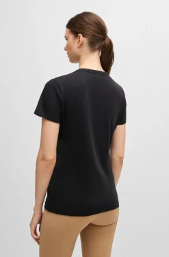 Equestrian stretch-cotton T-shirt with embroidered logo