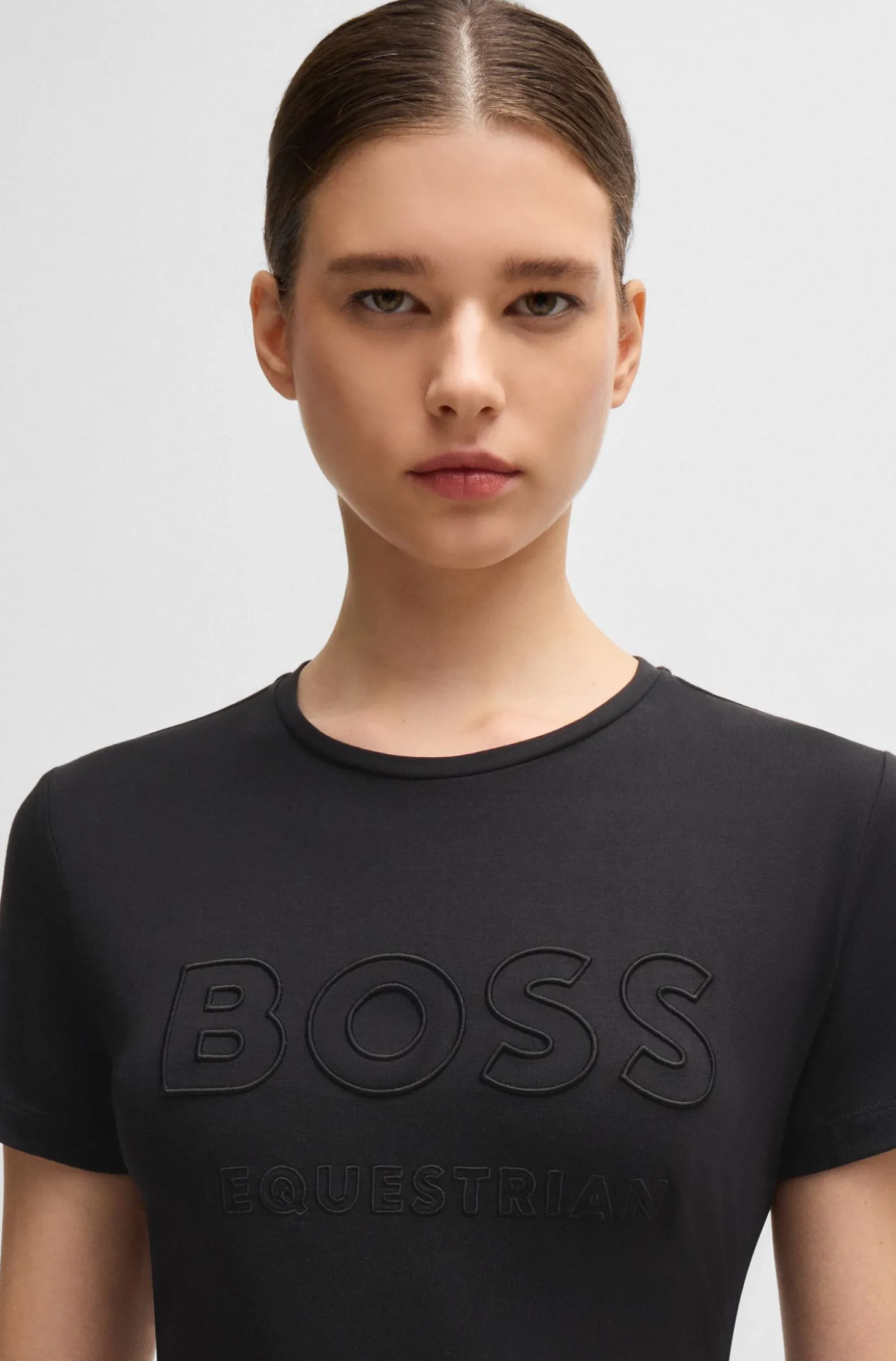 Equestrian stretch-cotton T-shirt with embroidered logo
