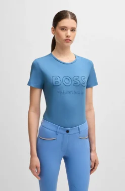 Equestrian stretch-cotton T-shirt with embroidered logo