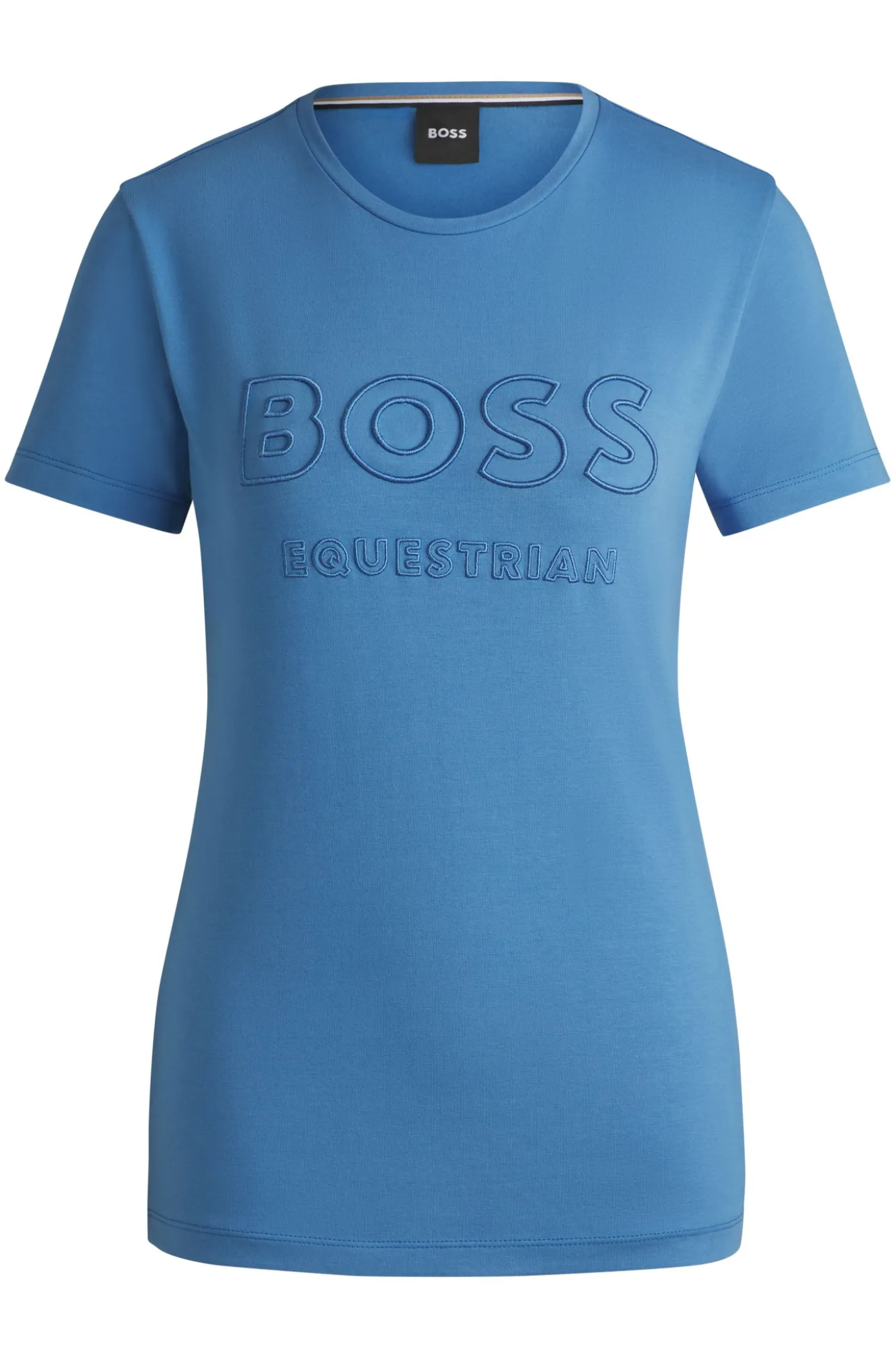 Equestrian stretch-cotton T-shirt with embroidered logo