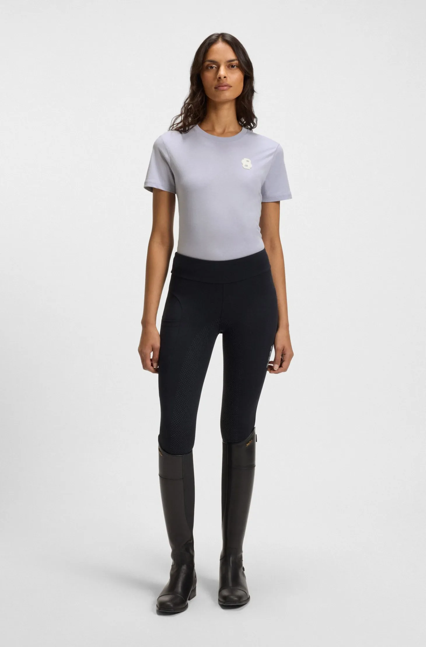 Equestrian stretch-cotton T-shirt with Double B monogram