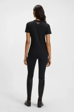 Equestrian stretch-cotton T-shirt with Double B monogram