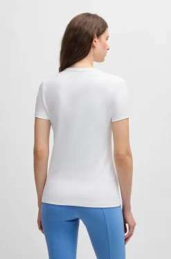 Equestrian stretch-cotton T-shirt with embroidered logo