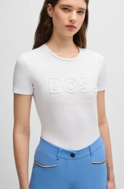 Equestrian stretch-cotton T-shirt with embroidered logo
