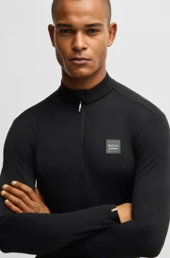 Equestrian training shirt in stretch fabric with zip placket
