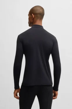 Equestrian training shirt in stretch fabric with zip placket