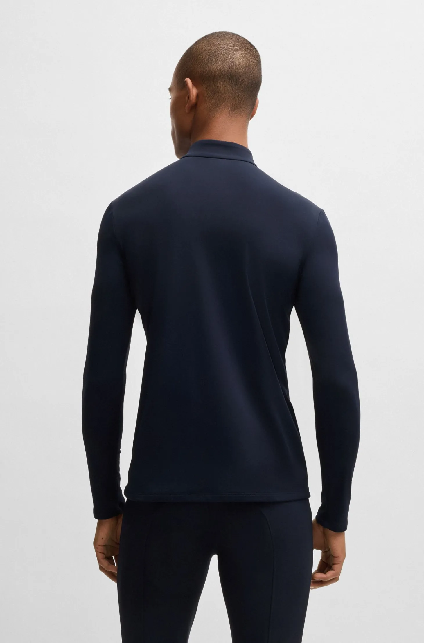 Equestrian training shirt in stretch fabric with zip placket