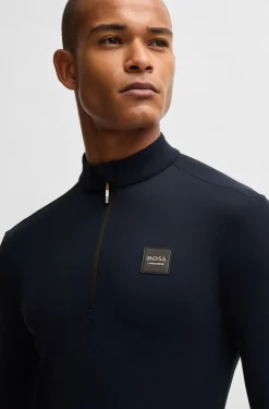 Equestrian training shirt in stretch fabric with zip placket