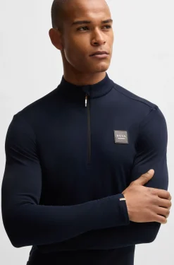 Equestrian training shirt in stretch fabric with zip placket
