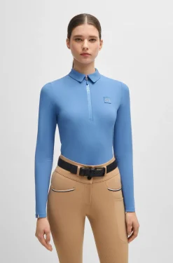 Equestrian training shirt in stretch piqué