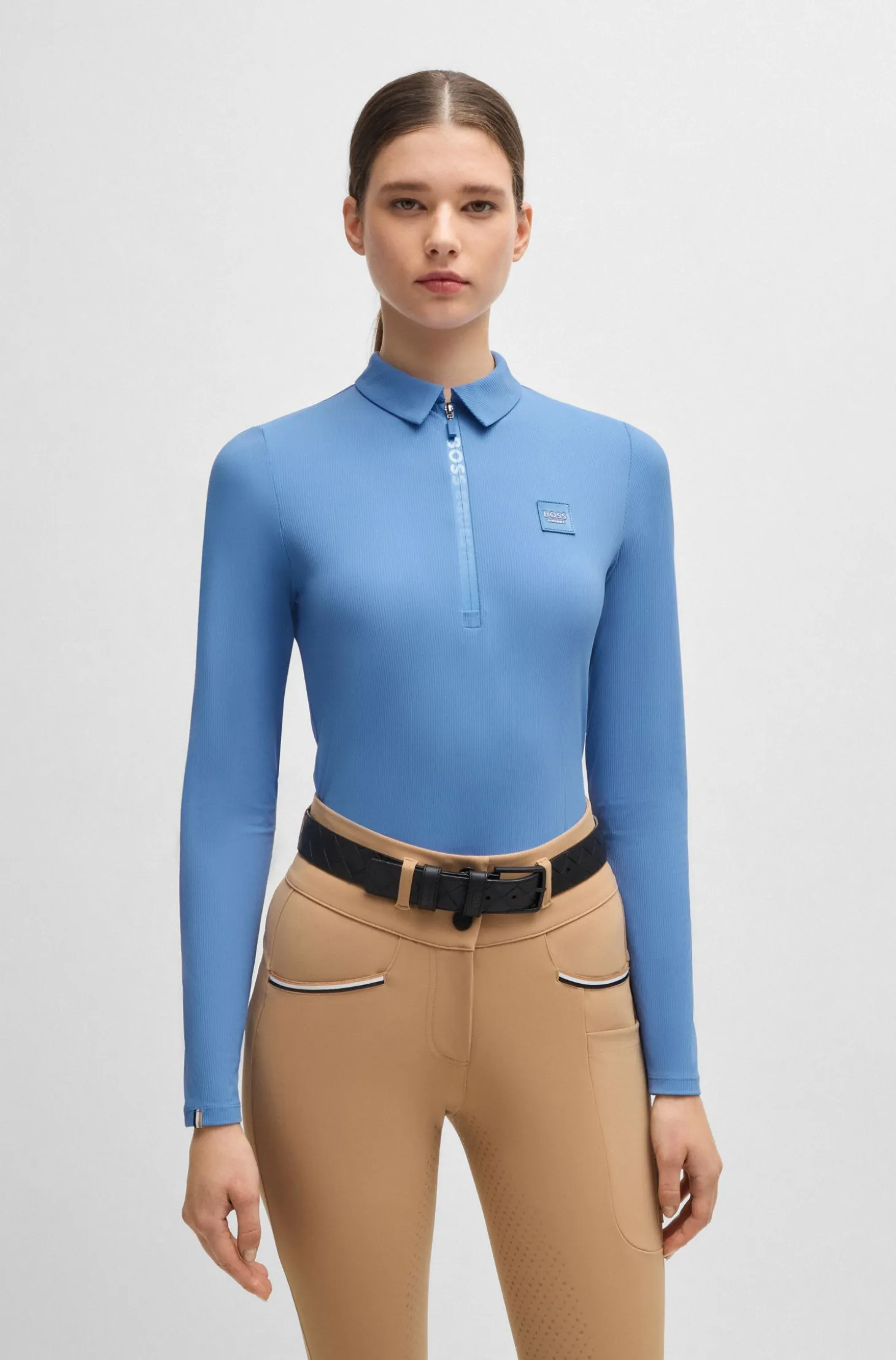 Equestrian training shirt in stretch piqué