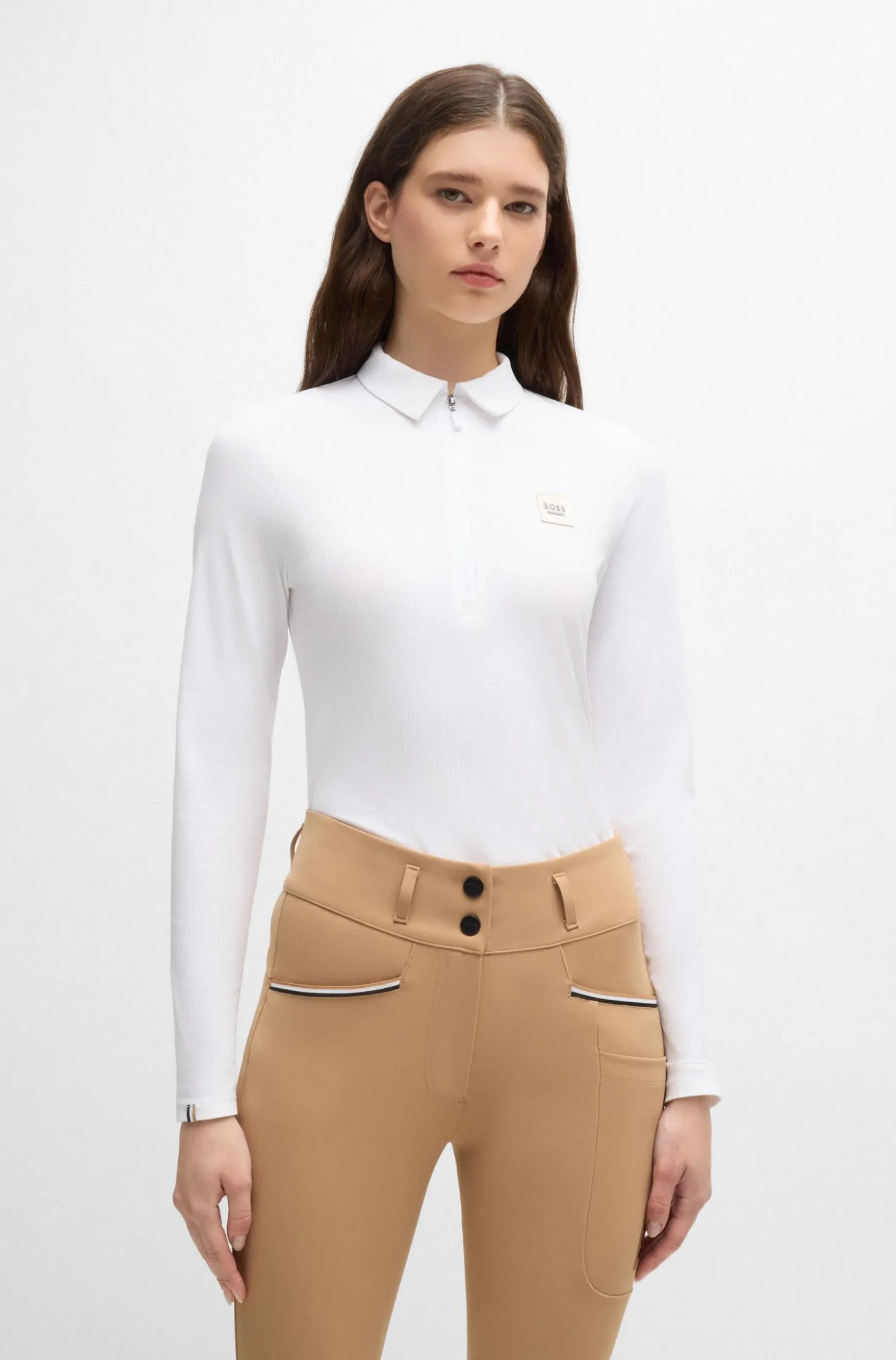 Equestrian training shirt in stretch piqué