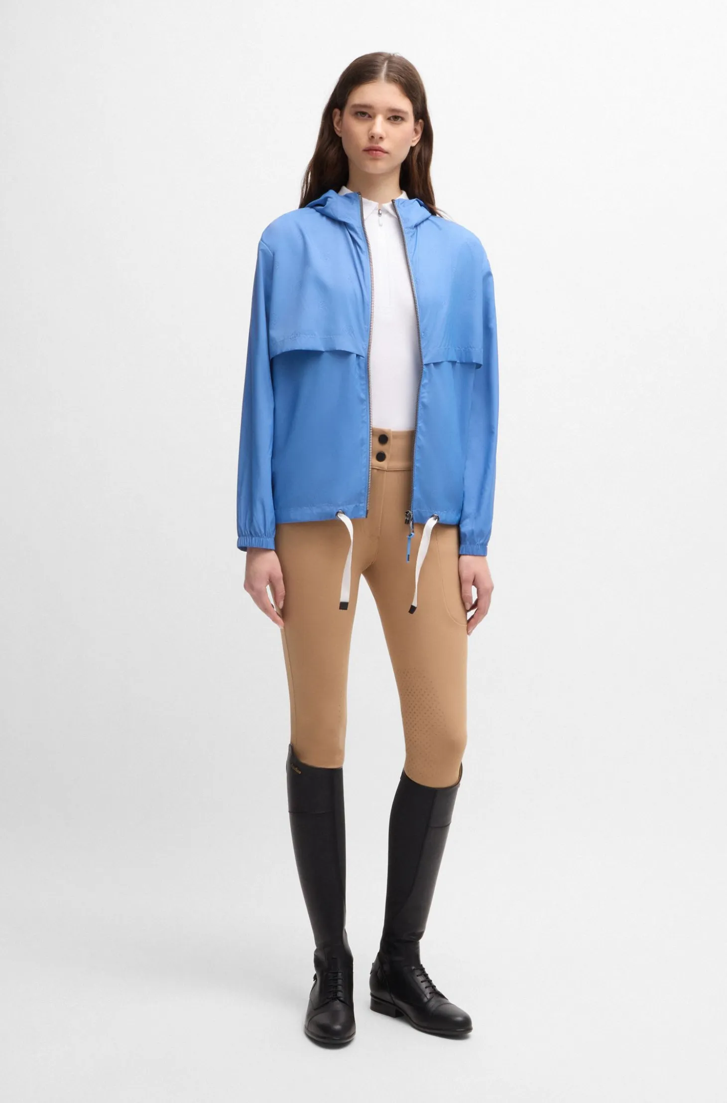Equestrian training shirt in stretch piqué