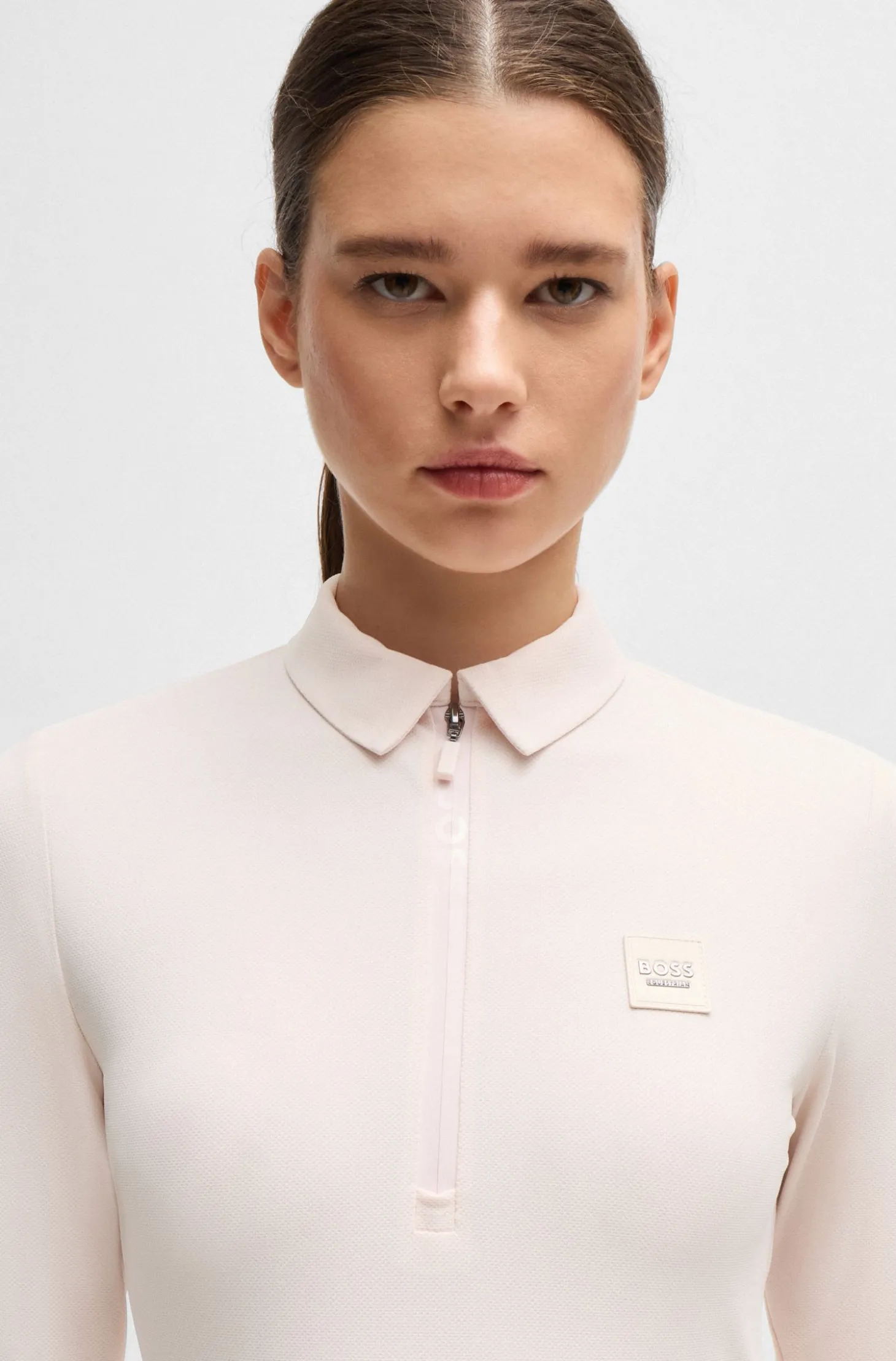 Equestrian training shirt in stretch piqué