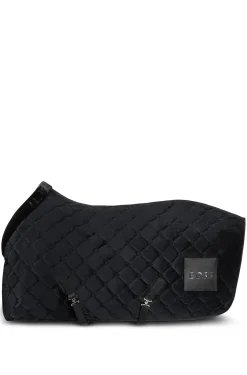 Equestrian velvet horse rug with faux sheepskin