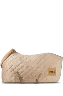 Equestrian velvet horse rug with faux sheepskin