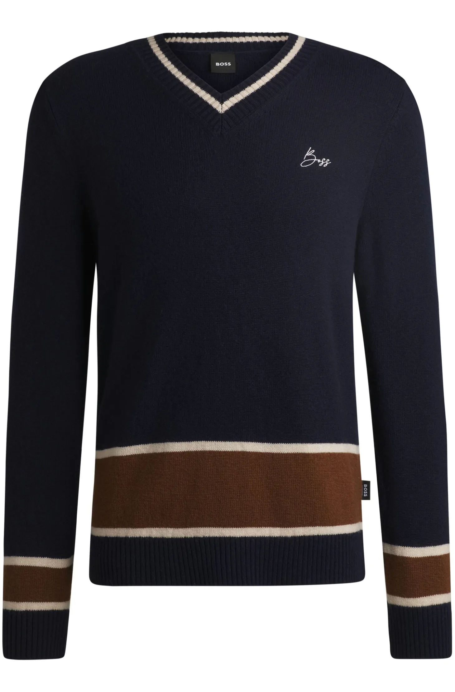 Equestrian V-neck sweater in wool and cashmere